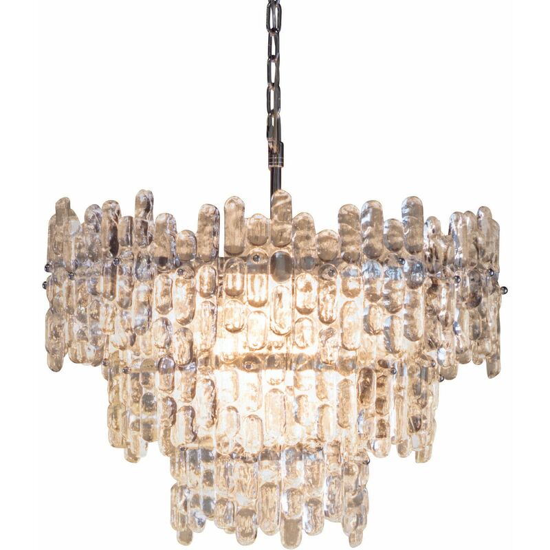 Ceiling Pendant Light Chrome Plate & Clear Glass 9 x 40W E14 Dimmable