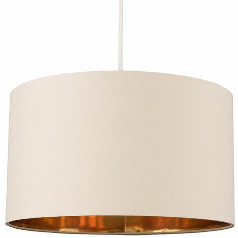 VALUELIGHTS Ceiling Pendant Light Shade Reni Fabric Drum Lampshade - Beige & Gold - 35cm