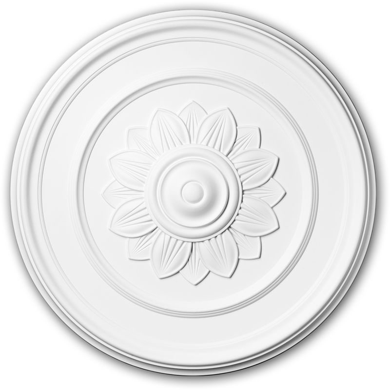 Profhome Decor - Ceiling Rose 156012 Profhome Ceiling Decoration Medallion Rosette Decorative Element Art Nouveau style white ø 53.3 cm