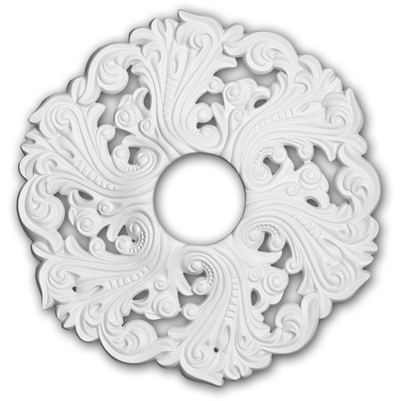 Ceiling Rose 156003 Profhome Ceiling Decoration Medallion Rosette Decorative Element Rococo Baroque style white ø 52 cm