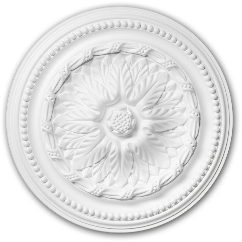 Profhome Decor - Ceiling Rose 156007 Profhome Ceiling Decoration Medallion Rosette Decorative Element Neo-Empire style white ø 40 cm