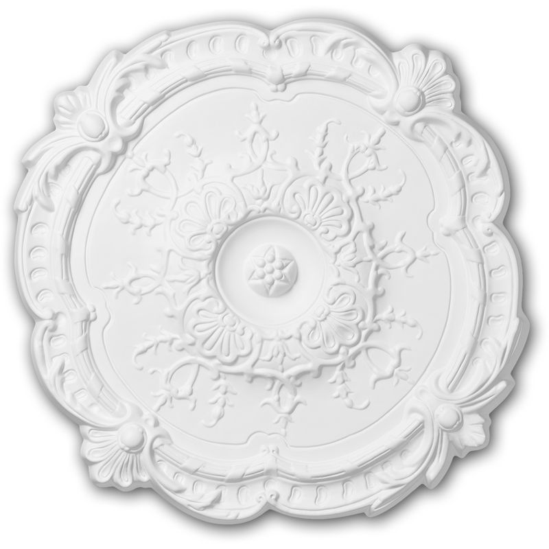 Profhome Decor - Ceiling Rose 156027 Profhome Ceiling Decoration Medallion Rosette Decorative Element Rococo Baroque style white ø 38.3 cm