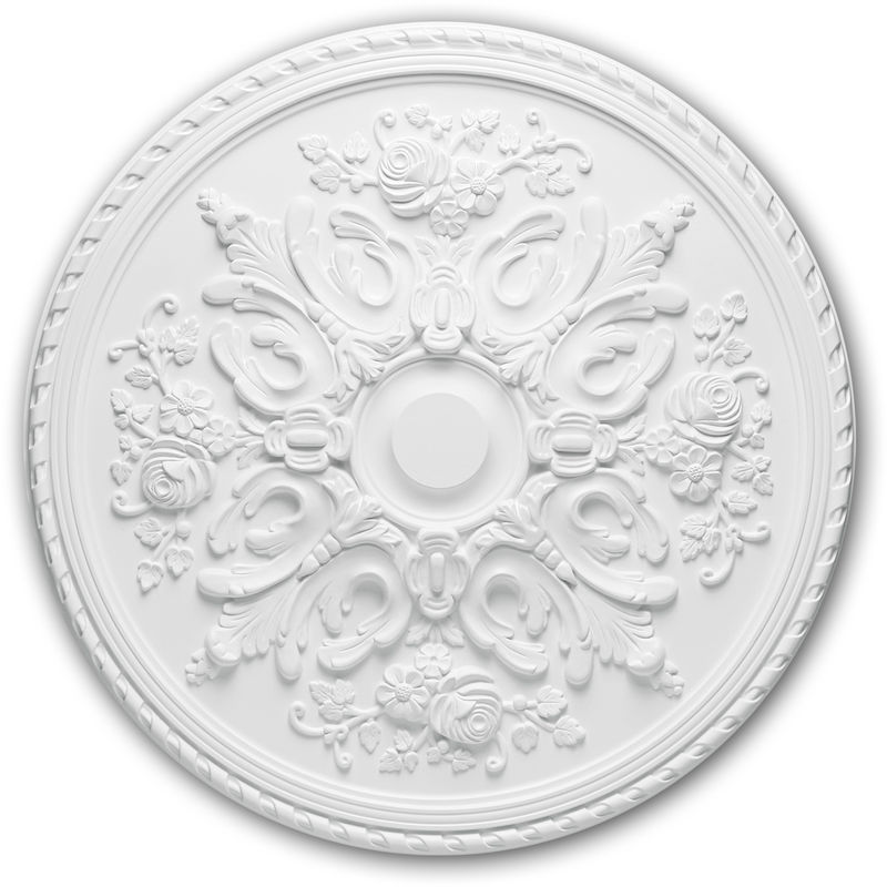 Profhome Decor - Ceiling Rose 156025 Profhome Ceiling Decoration Medallion Rosette Decorative Element Rococo Baroque style white ø 82 cm