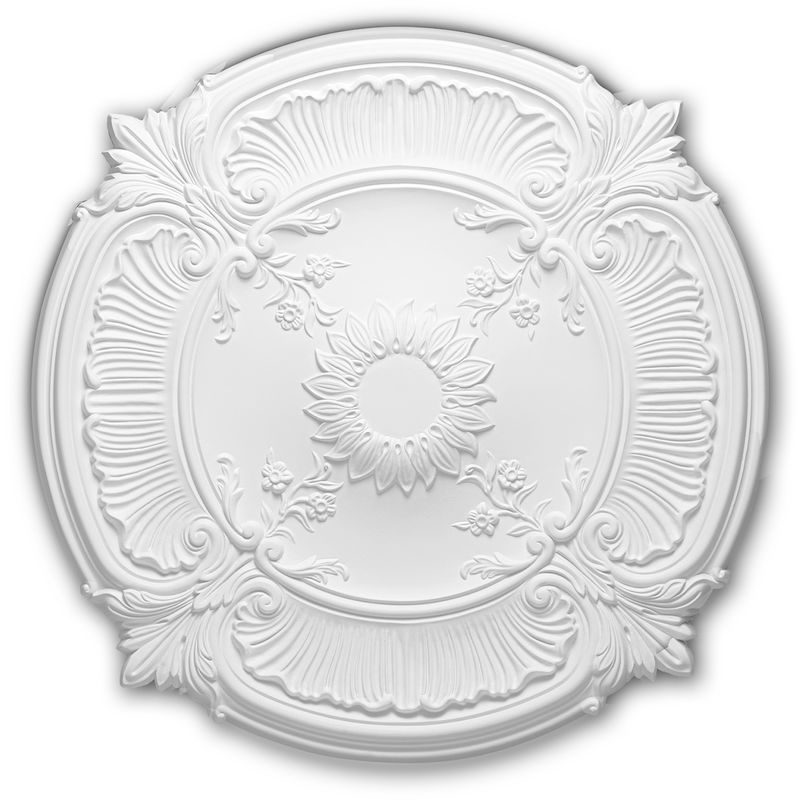 Profhome Decor - Ceiling Rose 156026 Profhome Ceiling Decoration Medallion Rosette Decorative Element Neo-Renaissance style white ø 77 cm