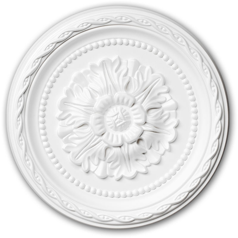 Ceiling Rose 156009 Profhome Ceiling Decoration Medallion Rosette Decorative Element Neo-Renaissance style white Ø 29.3 cm