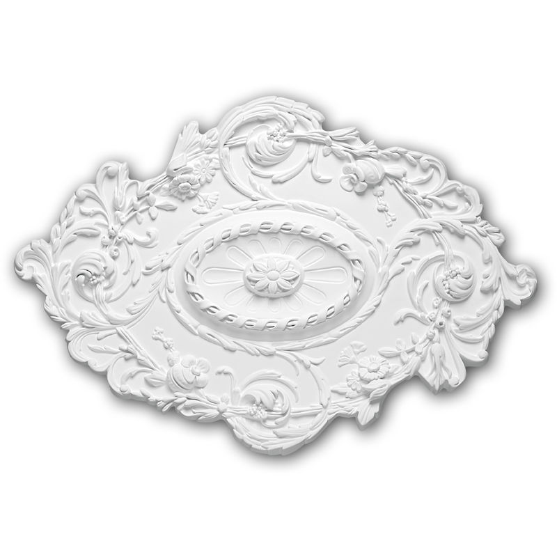 Profhome Decor - Ceiling Rose 156029 Profhome Ceiling Decoration Medallion Rosette Decorative Element Rococo Baroque style white 76.7 x 53.2 cm