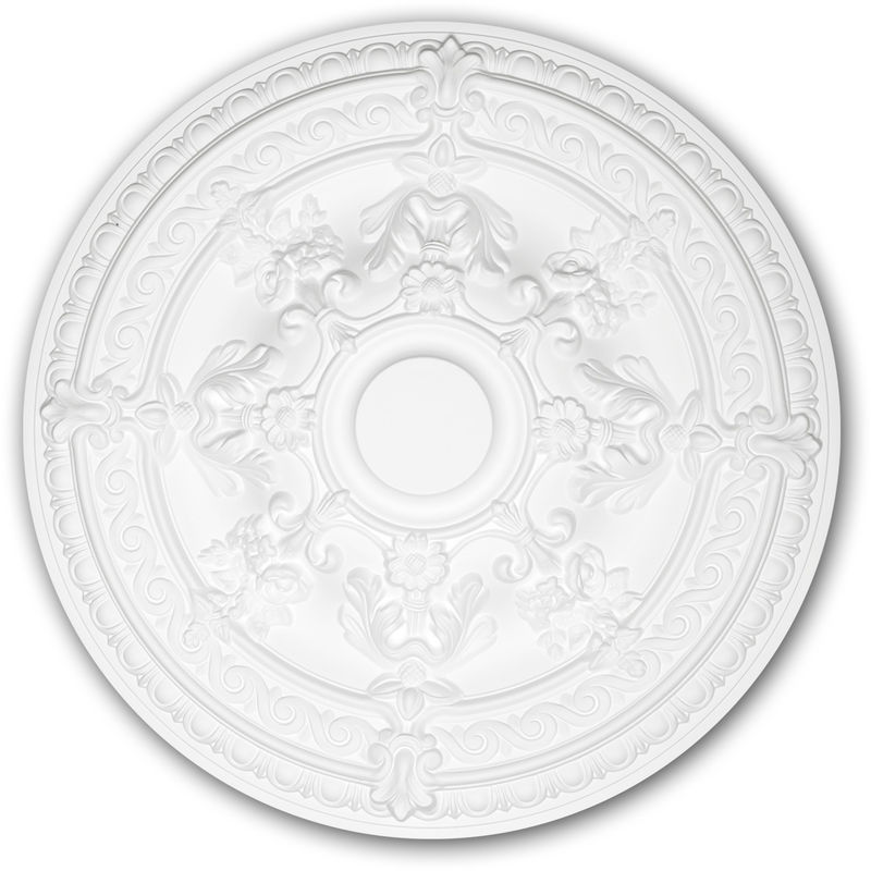 Profhome Decor - Ceiling Rose 156039 Profhome Ceiling Decoration Medallion Rosette Decorative Element Rococo Baroque style white ø 65.9 cm