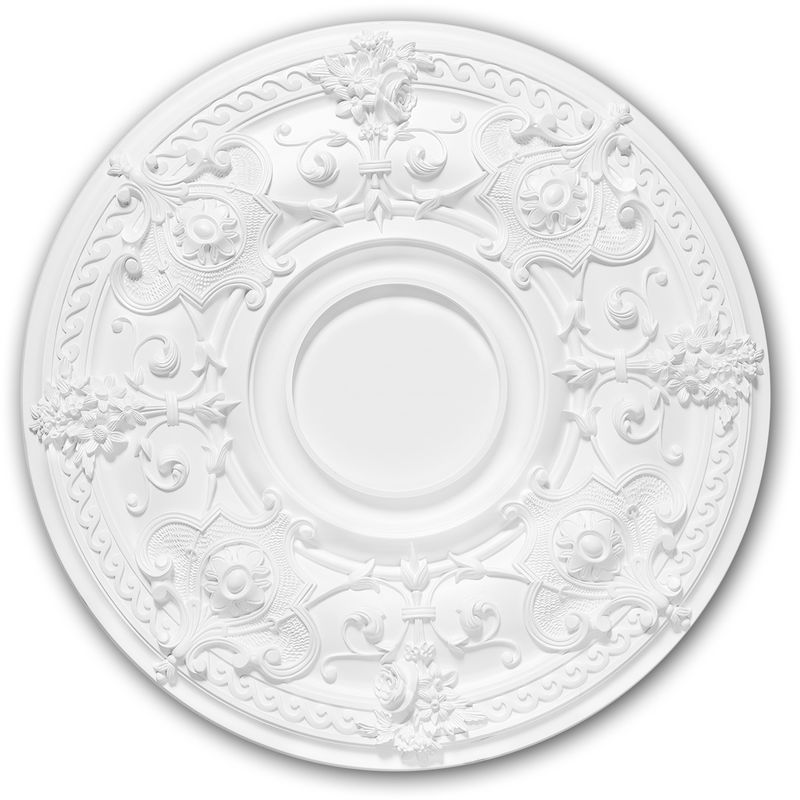 Profhome Decor - Ceiling Rose 156040 Profhome Ceiling Decoration Medallion Rosette Decorative Element Neo-Empire style white ø 70.7 cm - white