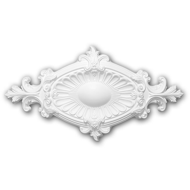 Profhome Decor - Ceiling Rose 156043 Profhome Ceiling Decoration Medallion Rosette Decorative Element Neo-Empire style white 58.5 x 31.5 cm