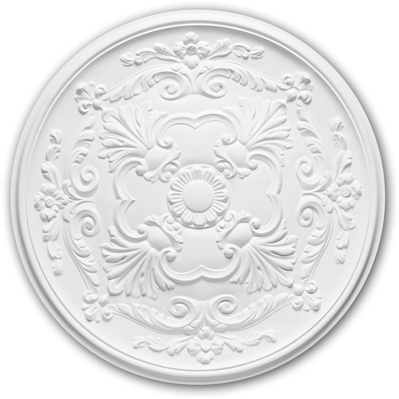 Ceiling Rose 156024 Profhome Ceiling Decoration Medallion Rosette Decorative Element Neo-Empire style white ø 49.6 cm