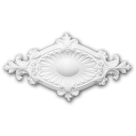 PROFHOME DECOR 156043 Profhome Ceiling Decoration Medallion Rosette Decorative Element Neo-Empire style white 58.5 x 31.5 cm