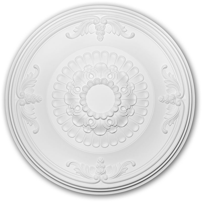 Profhome Decor - Ceiling Rose 156045 Profhome Ceiling Decoration Medallion Rosette Decorative Element Neo-Empire style white ø 66.3 cm