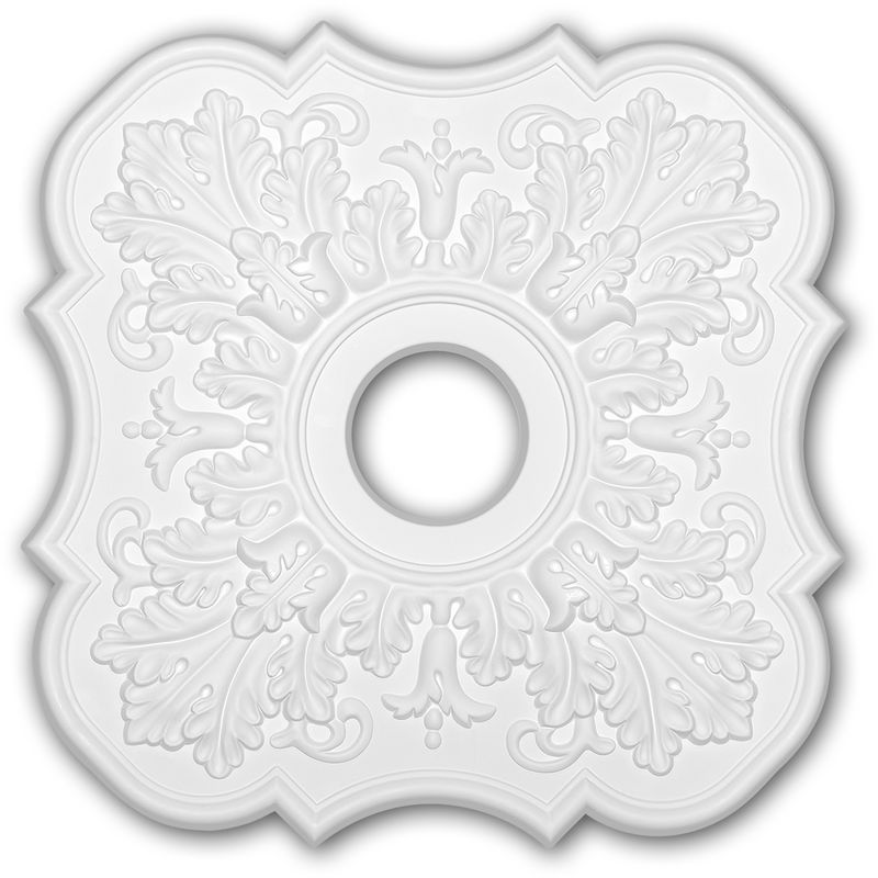 Ceiling Rose 156053 Profhome Ceiling Decoration Medallion Rosette Decorative Element Neo-Classicism style white 52.2 x 52.2 cm