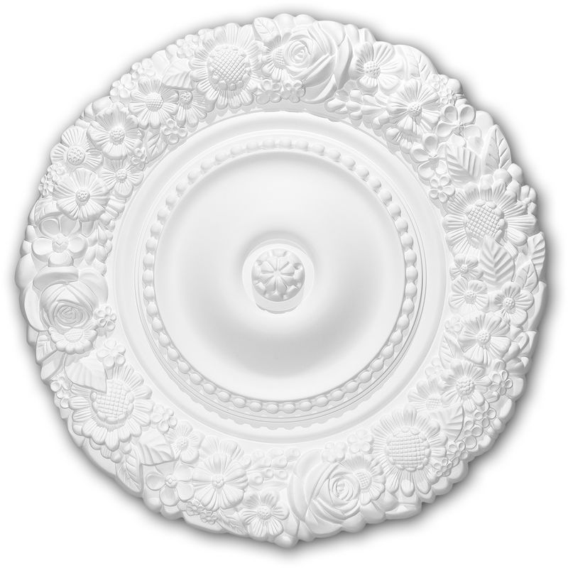 Profhome Decor - Ceiling Rose 156057 Profhome Ceiling Decoration Medallion Rosette Decorative Element Rococo Baroque style white ø 54.5 cm