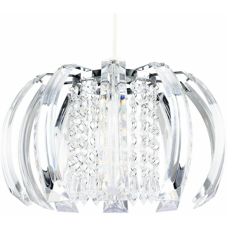 Pendant Light Lamp Shade Chandelier Clear Jewel Beads Ceiling Lampshade