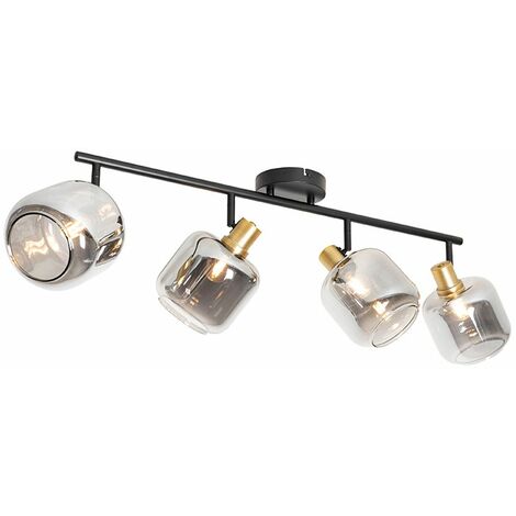 Ceiling Spot Black with Gold with Smoke Glass 4-Light - Zuzanna