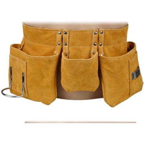 Ceinture à outils en cuir de qualité 52 x 22 cm avec poches, ceinture en nylon réglable, cadeau de fête des pères pour bricoleur.