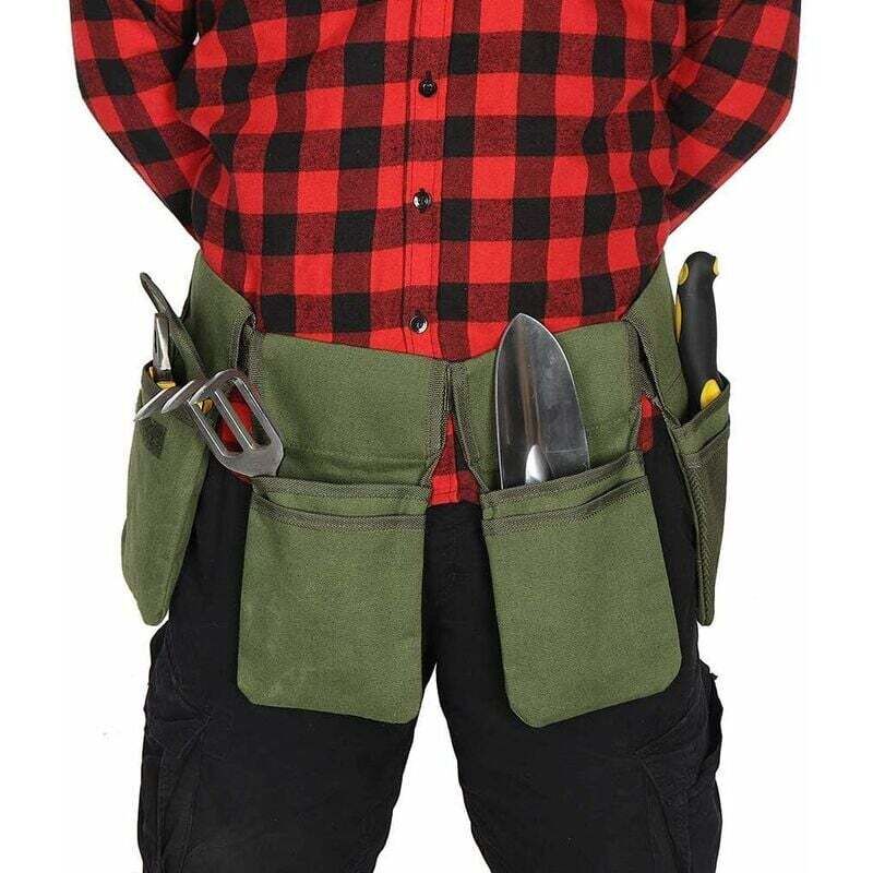 Ceinture à outils en toile avec 7 poches, tablier de jardin pour homme et femme, pochette à outils réglable avec ceinture pour homme pour la maison,