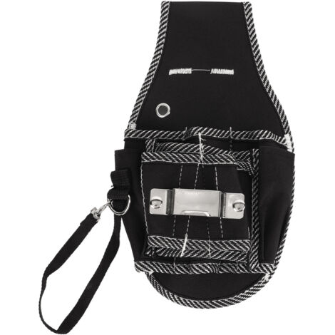 Ceinture à outils en toile Oxford pour électricien, sac de ceinture noir compact pour bricolage et quincaillerie.