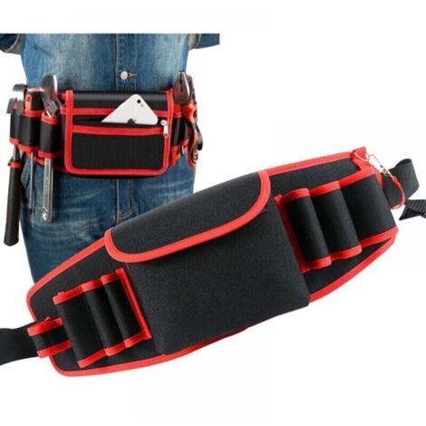 Ceinture à Outils,ceinture outils bricolage Ceinture Avec Ceinture Ajustable En Cuir sacoche outils ceinture ceintures porte-outils pour Stocker des Outils et des Accessoires (Rouge)