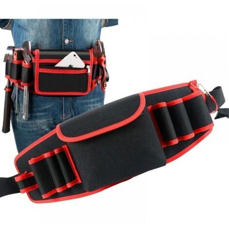Ceinture à Outils,ceinture outils bricolage Ceinture Avec Ceinture Ajustable En Cuir sacoche outils ceinture ceintures porte-outils pour Stocker des Outils et des Accessoires (Rouge)