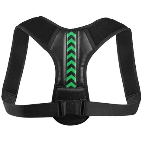 Ceinture correctrice de posture 2024 avec support en plastique en forme d'arête de poisson et flèche verte, correcteur de dos voûté pour la maison, noir, taille XL