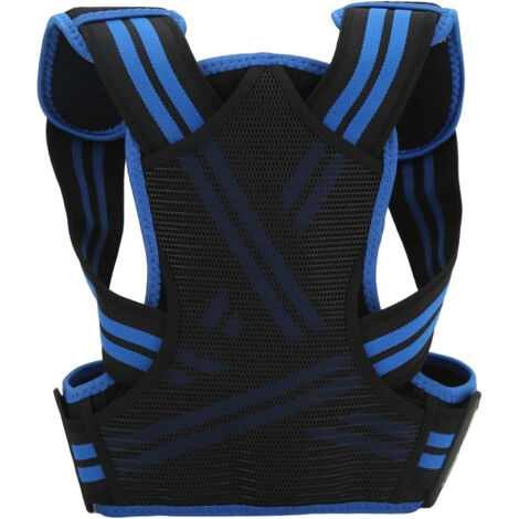 Ceinture de Correction Posturale pour Hommes et Femmes - Soutien Dorsal Élastique Confortable - Bleu L