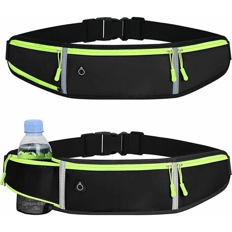 Ceinture de Course Femme Homme Sac Bananes de Sport avec Porte-Bouteille Ceinture de Sport étanche Léger Running Belt pour Séances de Sport, Cyclisme, et Activités en Extérieur
