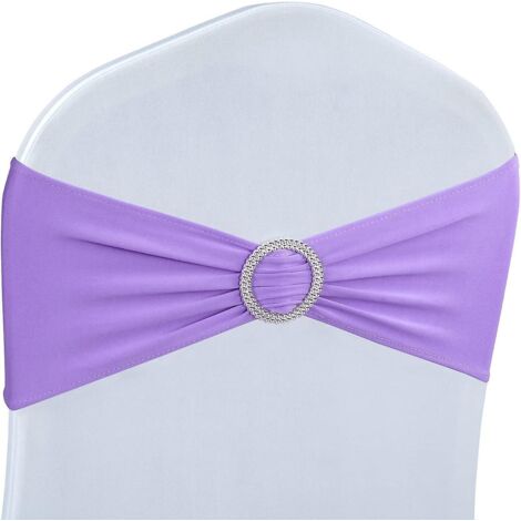 ceinture De Couverture De Chaise De Mariage Extensible Violet 50pcs, Ceinture De Curseur De Boucle, Couverture De Chaise Dcorative D'arc, Dcoratio