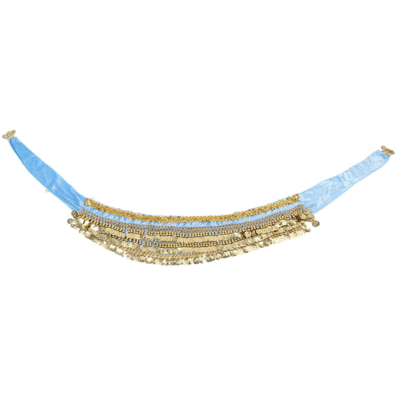Ceinture de danse du ventre légère et ajustable, jupon bleu lac avec franges pour artistes, confortable et enveloppant.