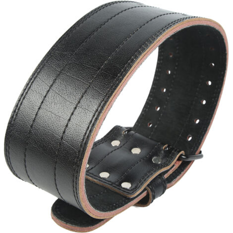 Ceinture de force en cuir pour haltérophilie et powerlifting, soutien lombaire - Noir