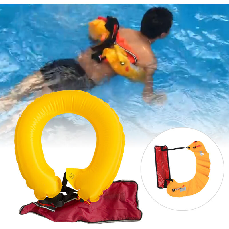 Debuns - Ceinture de gilet de sauvetage gonflable portable pour adultes avec bandes réfléchissantes et sifflet pour la pêche et la natation