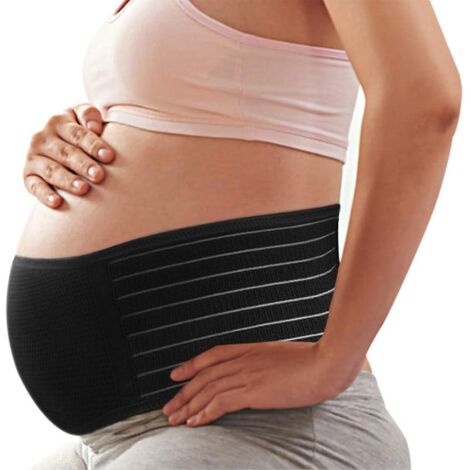 Ceinture de grossesse noire pour le soutien lombaire et abdominal, taille L