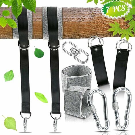 Ceinture de hamac de haute qualité pour hamacs et balançoires de jardin, charge maximale 1000 kg (noir)