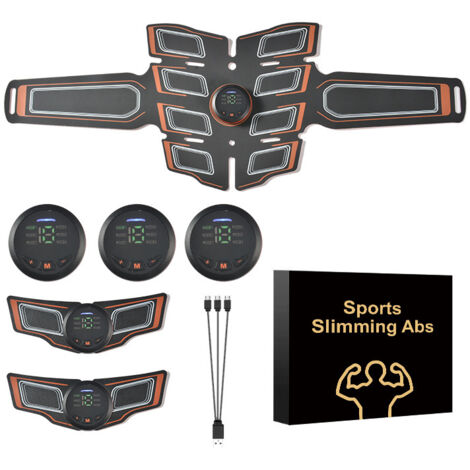 Ceinture de massage abdominale EMS, stimulateur musculaire abdominal, couleur orange-AquaForge