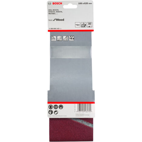 Ceinture de ponçage pour ponceuse à bande Best for Wood 100x620 mm K80 3 unités