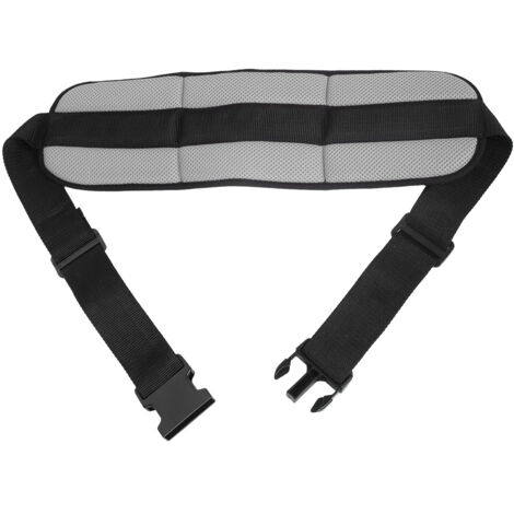 Ceinture de sécurité ajustable pour fauteuil roulant, sangle de maintien grise pour taille et cuisses.