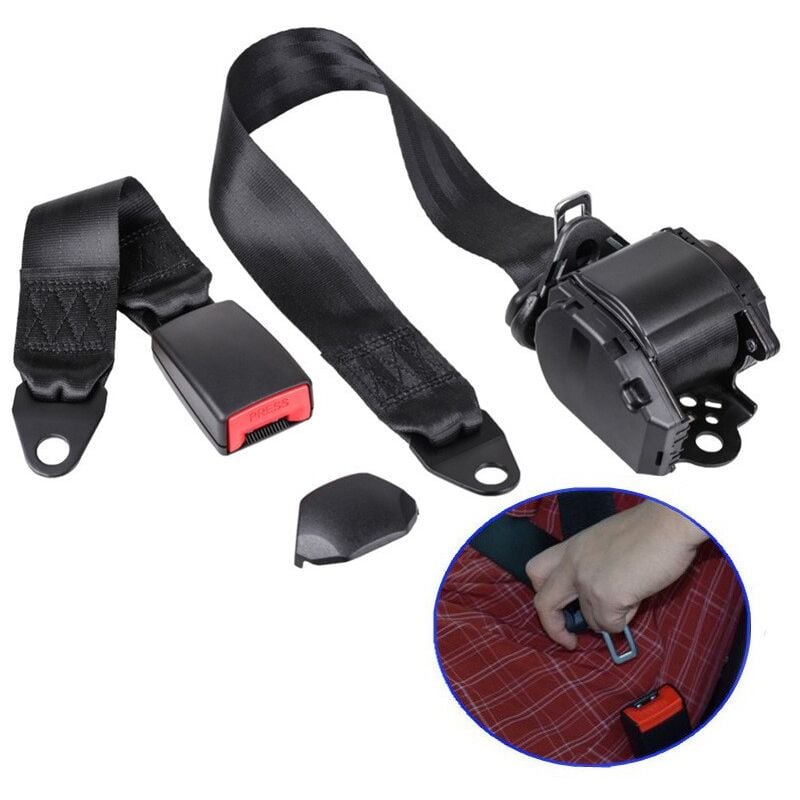 Tonchean - Ceinture de sécurité du conducteur de voiture trois points rétractable automatique roll bus camion trois points ceinture de sécurité