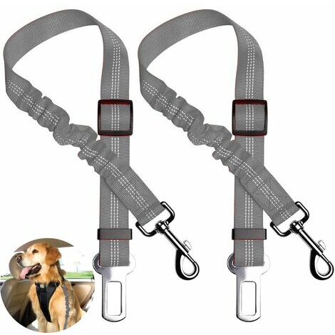 Ceinture de sécurité pour chien, 2 paquets de ceinture de sécurité réglable pour voiture pour animaux de compagnie, harnais de voiture pour chien élastique et durable, ceinture de sécurité pour véhicu