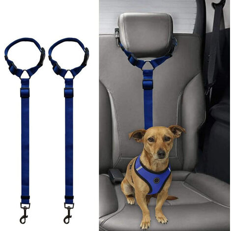 Ceinture de sécurité pour chien de voiture [Lot de 2] Harnais de sécurité pour chien réglable de 19 à 27 pouces pour chiens/chats, tissu en nylon