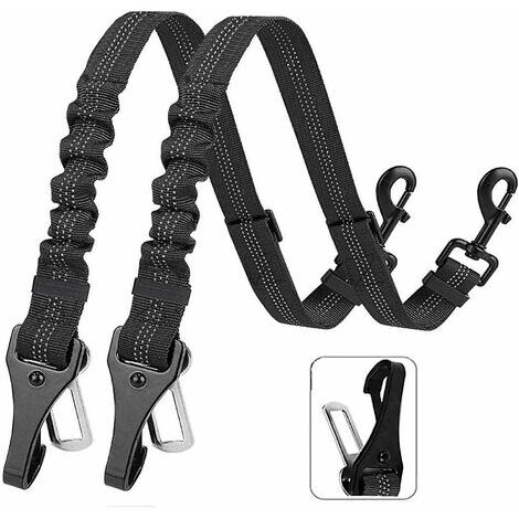 Ceinture de sécurité pour chien, mise à niveau 2 en 1 attache de barre de verrouillage pour chien, ceinture de sécurité de voiture, boucle en métal, ceinture élastique en nylon réfléchissant tamponné,