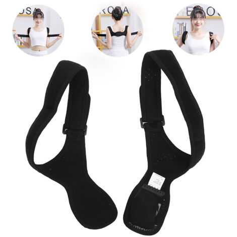 Ceinture de Soutien Dorsal Réglable pour le Dos et les Épaules - Correcteur de Posture Noir Taille S