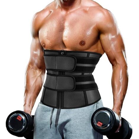 Ceinture De Sudation En Néoprène - Soutien Lombaire Avec BALEINES FLEXIBLES - Pour Homme - Réglable Par Crochets Et Fermeture Éclair - Taille Unique