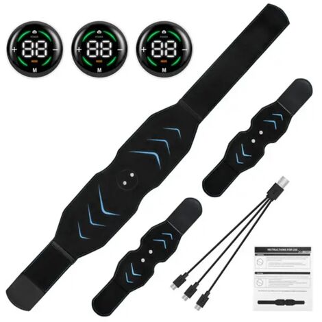Ceinture de tonification abdominale EMS, appareil de musculation abdominale par vibrations électriques, pour affiner la taille et masser les muscles du corps et des jambes (06781)-AquaForge