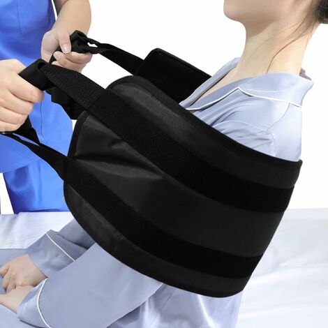 OUYIDA Ceinture de transfert pour patients, 110 cm, pour un transfert en toute sécurité dans le lit, la voiture,âgées, blessées (noir)