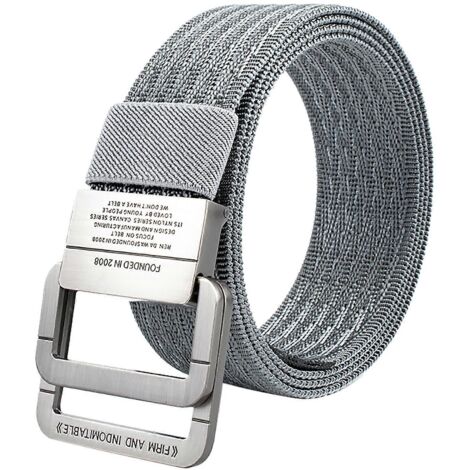 Ceinture de travail en nylon 2024, réglable, tissée serrée, avec boucle double en alliage, pour l'extérieur (gris).