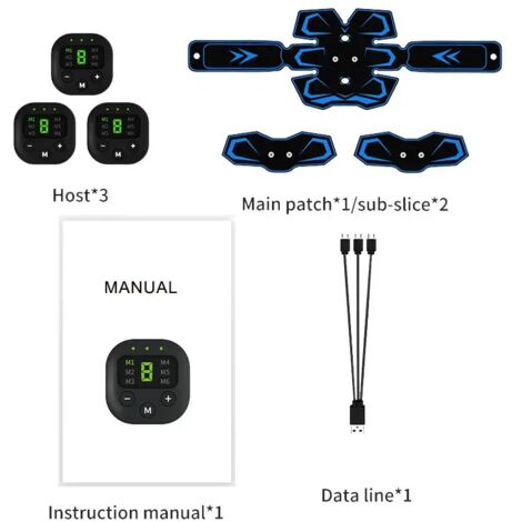 Ceinture d'entraînement EMS (stimulateur musculaire abdominal électrique) rechargeable pour massage corporel et fitness-AquaForge