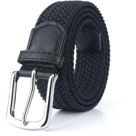 Ceinture élastique tressée noire pour hommes et femmes