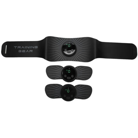 Ceinture EMS Abdominale pour Musculation et Stimulation Musculaire (Noir, Type à Piles)