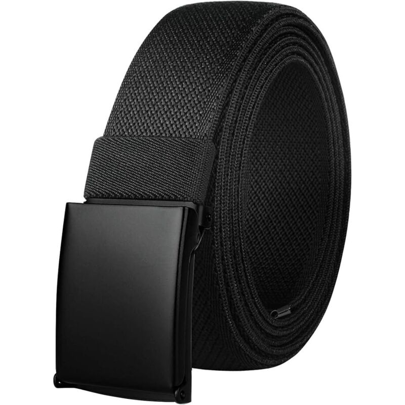 Ceinture homme 125cm ceinture en tissu élastique grande taille noir